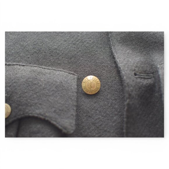 Yves Saint Laurent YSL Black army style collarless Lana wool button jacket 48 - Picture 6 of 13